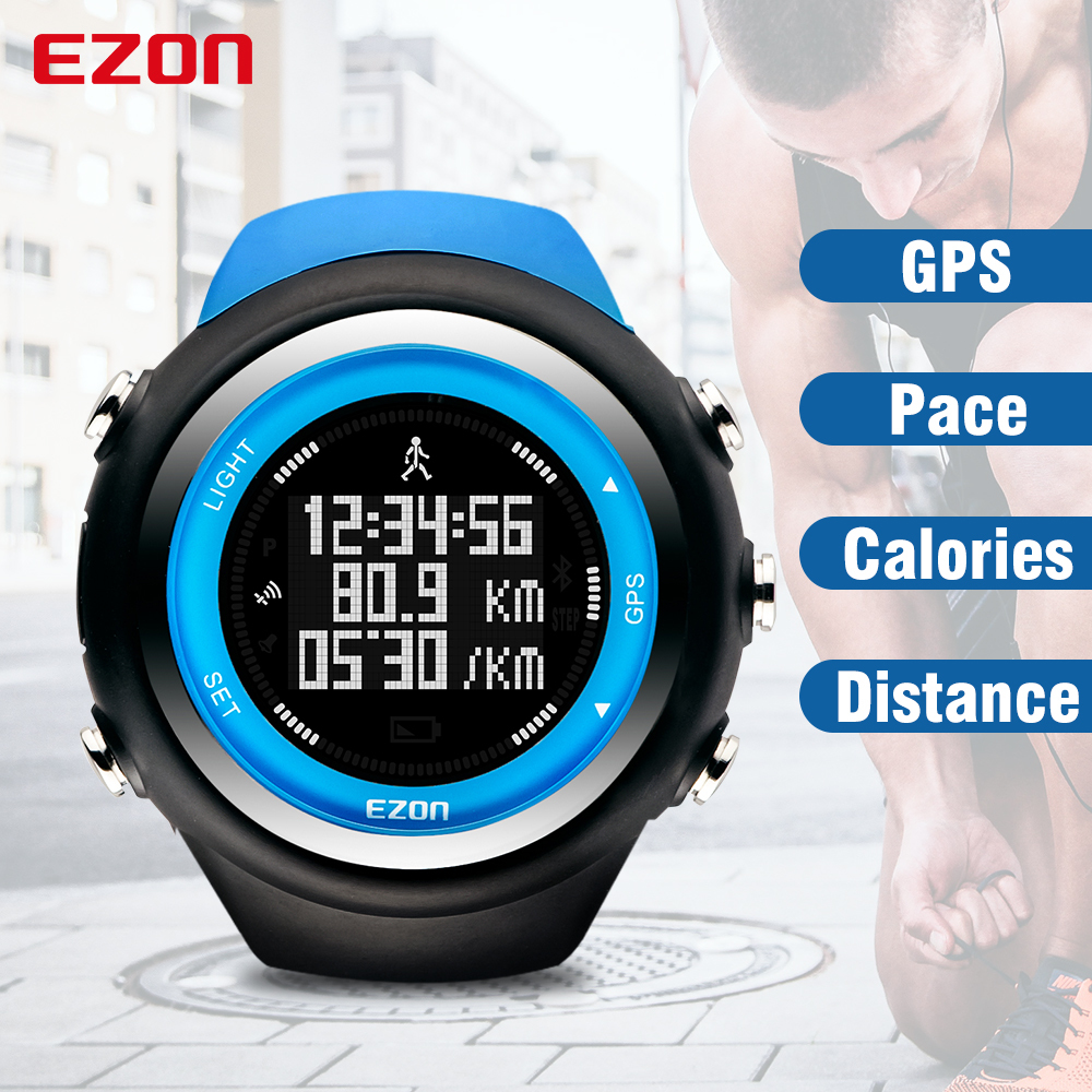 

Top Brand EZON T031 Rechargeable GPS Timing Watch Running Fitness Sports Watches Calories Counter Distance Pace 50M Waterproof LY191213, Black