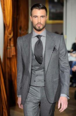 

Latest Coat Pant Designs Grey Tweed Men Suit Double Breasted Slim Fit Tuxedo Custom Groom Blazer Suit 3pcs(Jacket+Pants+Vest, Red