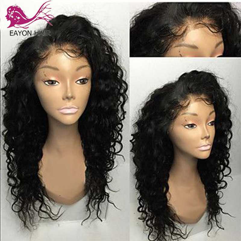 

EAYON Curly Full Lace Human Hair Wigs Pre Plucked With Baby Hair Glueless Full Lace Wigs For Black Women Brazilian Remy, Natural color