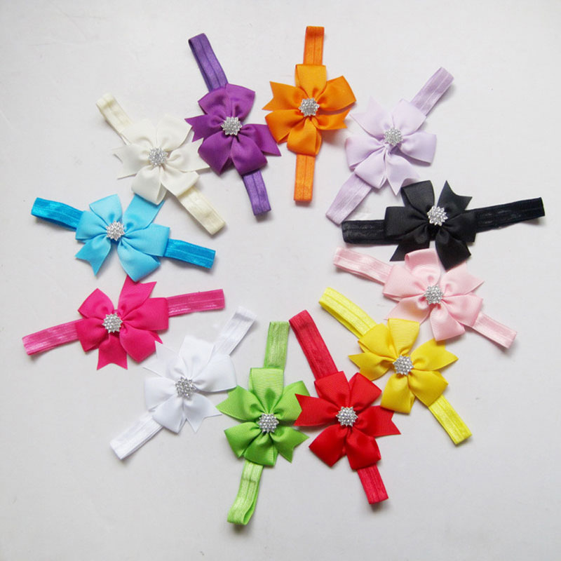 

Hot sale New Baby Girl Bows diamond headbands Grosgrain Ribbon Children Kids Hairband Girls Hair Accessories, Mark color in order