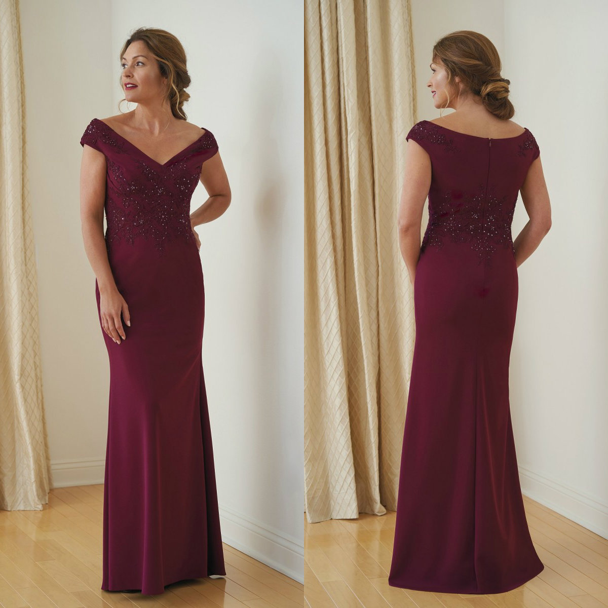 

Elegent Mermaid Jasmine Mother of The Bride Dress V Neck Short Sleeve Crystal Ruched Wedding Guest Dresss Floor Length Evening Gown