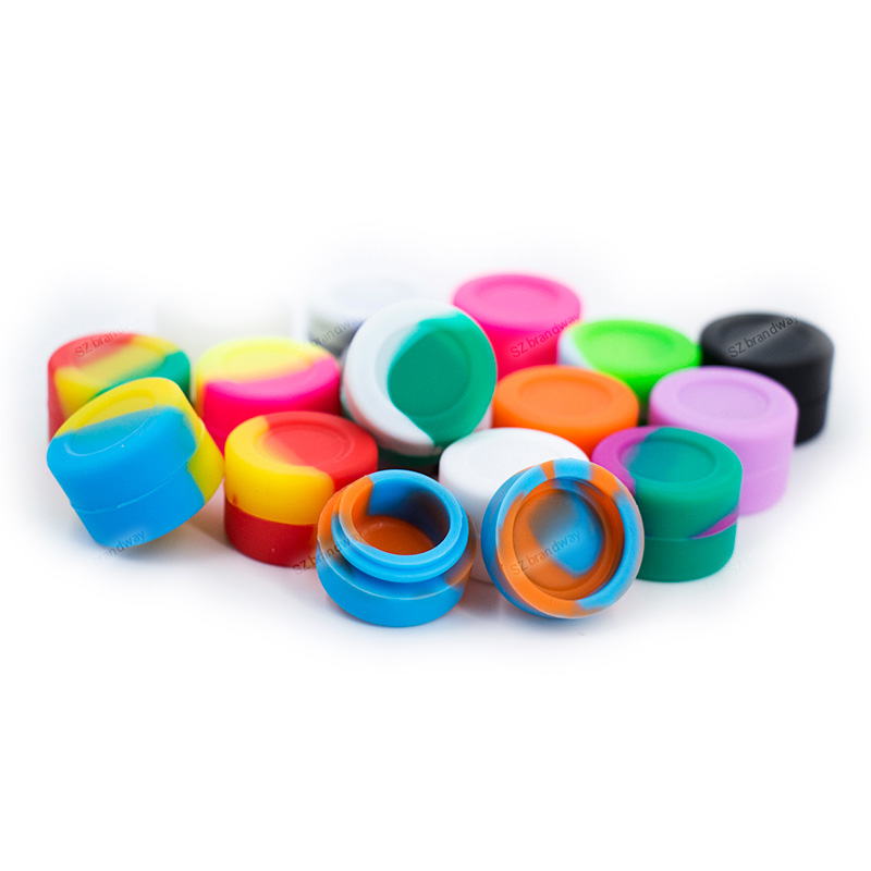 

Wholesale Non-stick 3ML FDA silicone container no bag Rich Color round jars for Wax storeage box jar dab