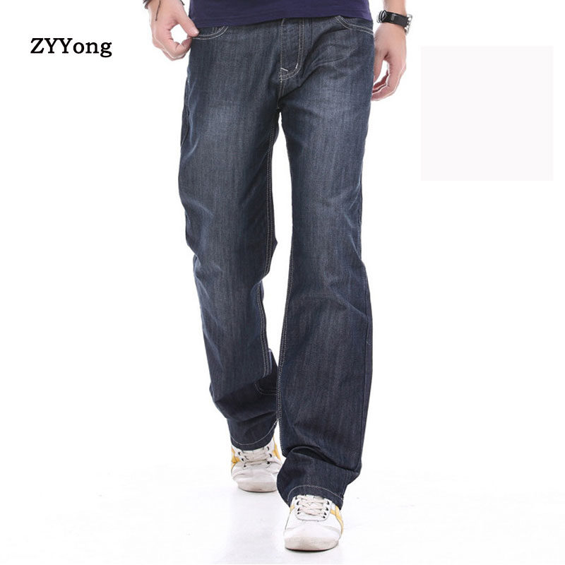 

ZYYong Men's Jeans Straight Loose Loose Harem Denim Men's Trousers Black Blue Casual Fashion Wide Leg Pants Plus Size -4
