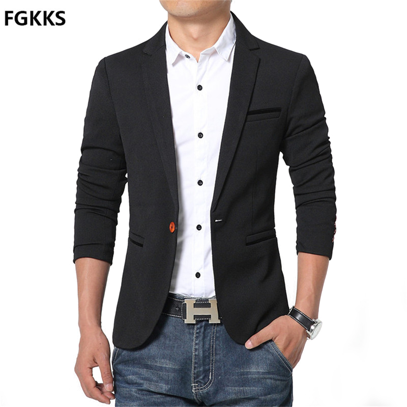 

2016 New Spring and Autumn thin Casual Men Blazer Cotton Slim England Suit Blaser Masculino Male Jacket Blazer Men Size M-5XL, Khaki