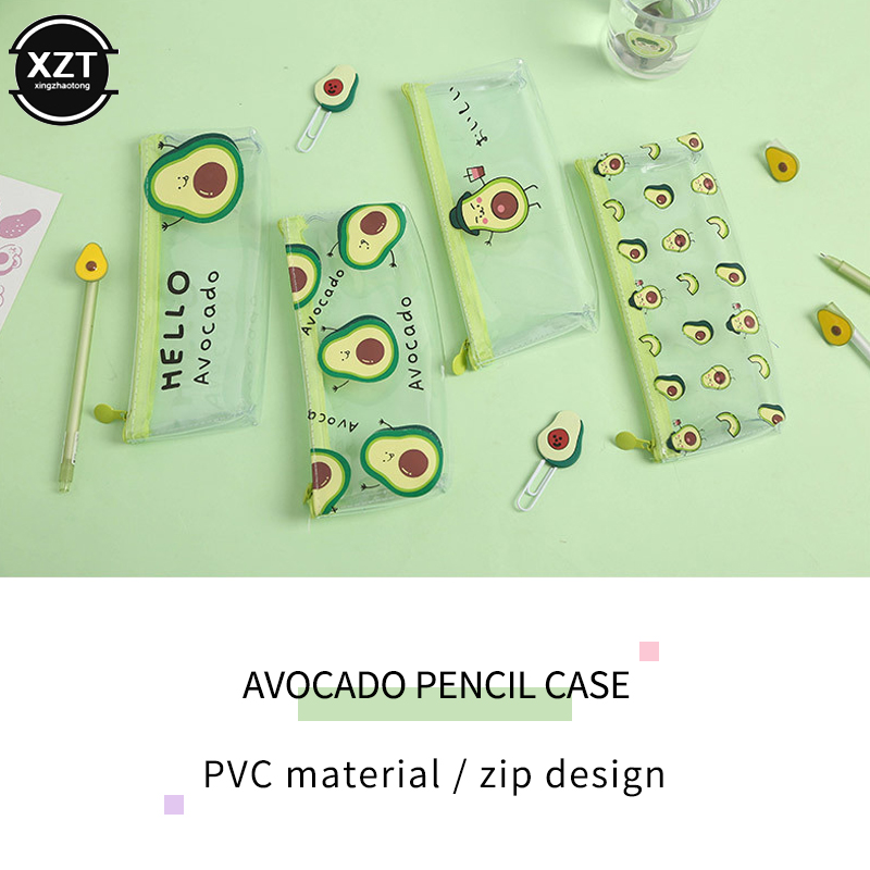 

1Pcs Kawaii Pencil Case Cute Avocado Gift Estuche School Pencil Box Pencilcase Transparent Bag School Supplies Stationery