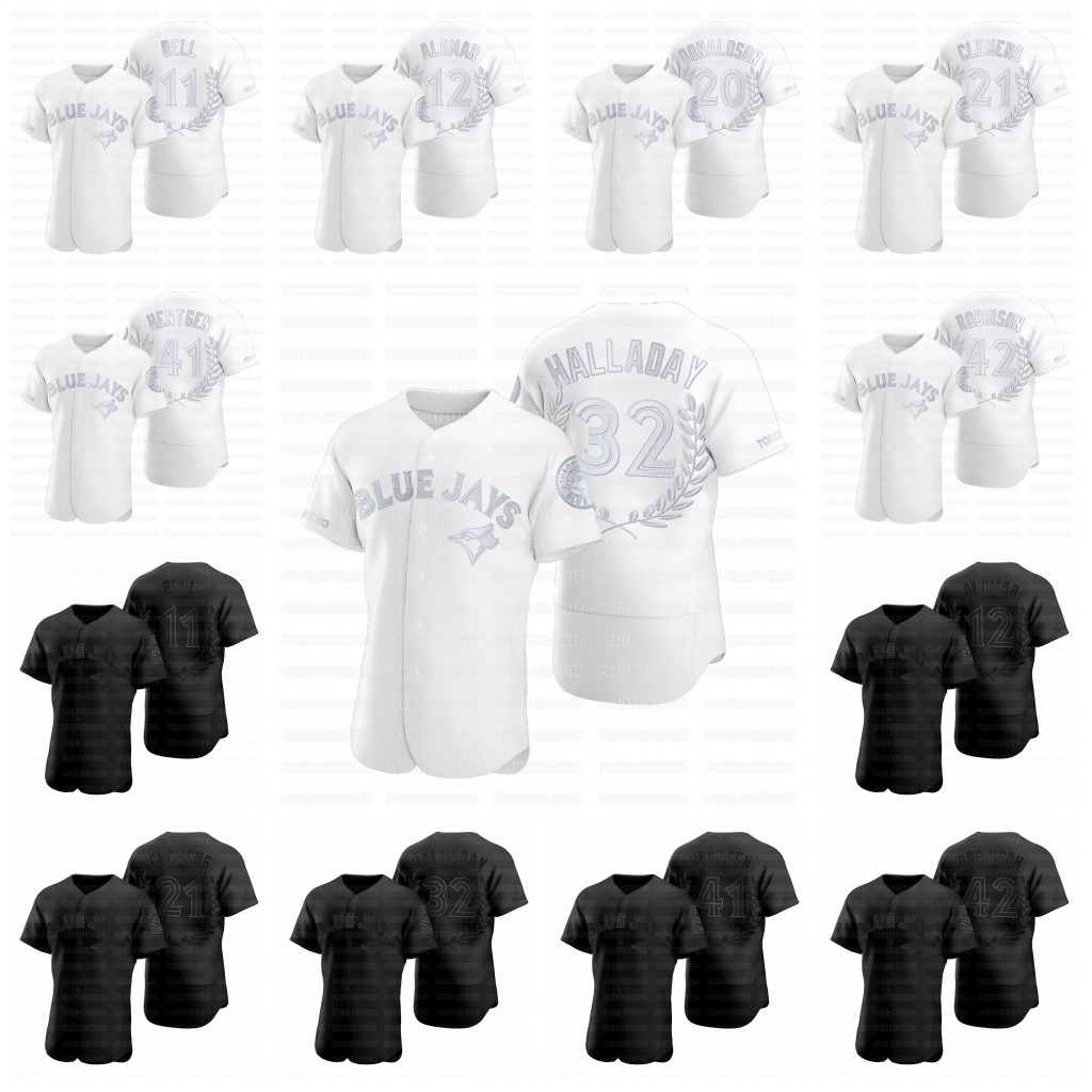 

Toronto Award Collection Roy Halladay Josh Donaldson Roger Clemens Roberto Alomar Jackie Robinson George Bell Pat Hentgen Jersey, White flex base mens s-3xl