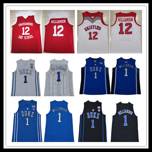

Men Spartanburg Griffins Day High School 12 Zion Williamson Duke 1 Williamson NCAA College Sewn Jerseys Duke Basketball Free Shipping Cheap, 1-blue