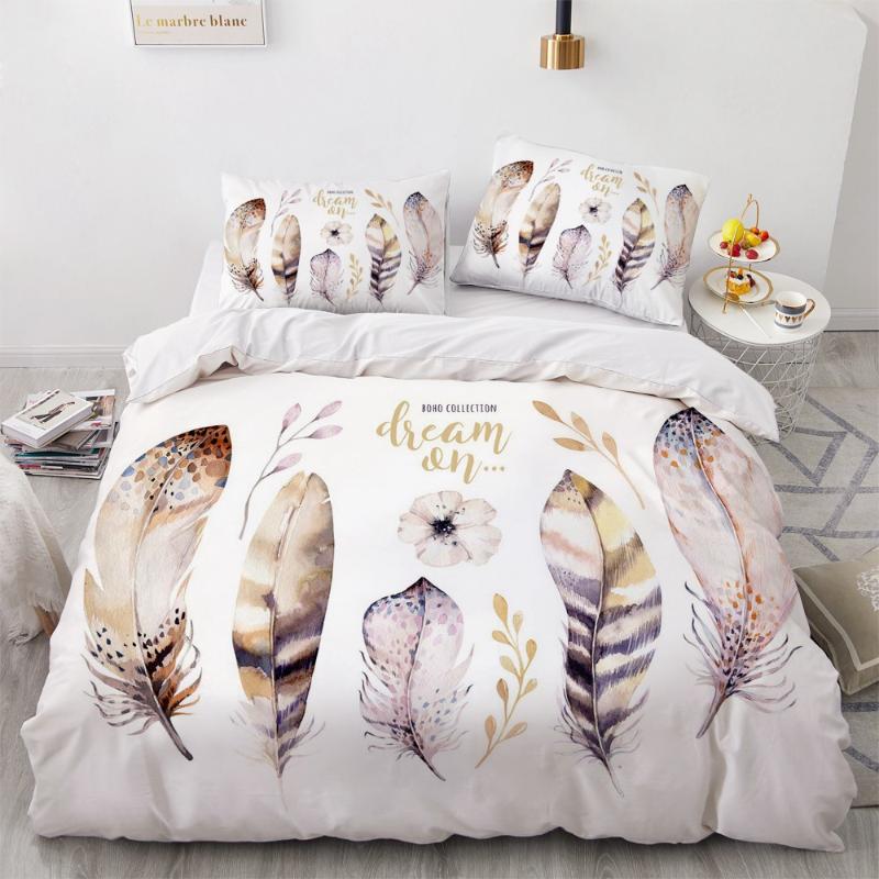 

3D Design Custom Bedding Sets Comforter Quilt Cover Duvet Set Queen King Queen Double Single Size Home Textile, Bohemian065-white