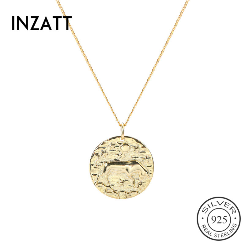 

Other INZAReal 925 Sterling Silver Taurus Relief Choker Necklace For Fashion Women Party Cute Fine Jewelry Minimalist Accessories