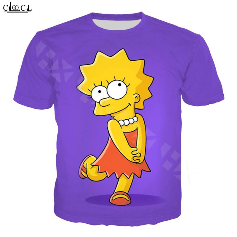 

Cartoon Anime The Simpsons T Shirt Men Women 3D Print Lisa Simpson Short Sleeve Sweatshirt Harajuku Couples Streetwear Tops, T shirt 1