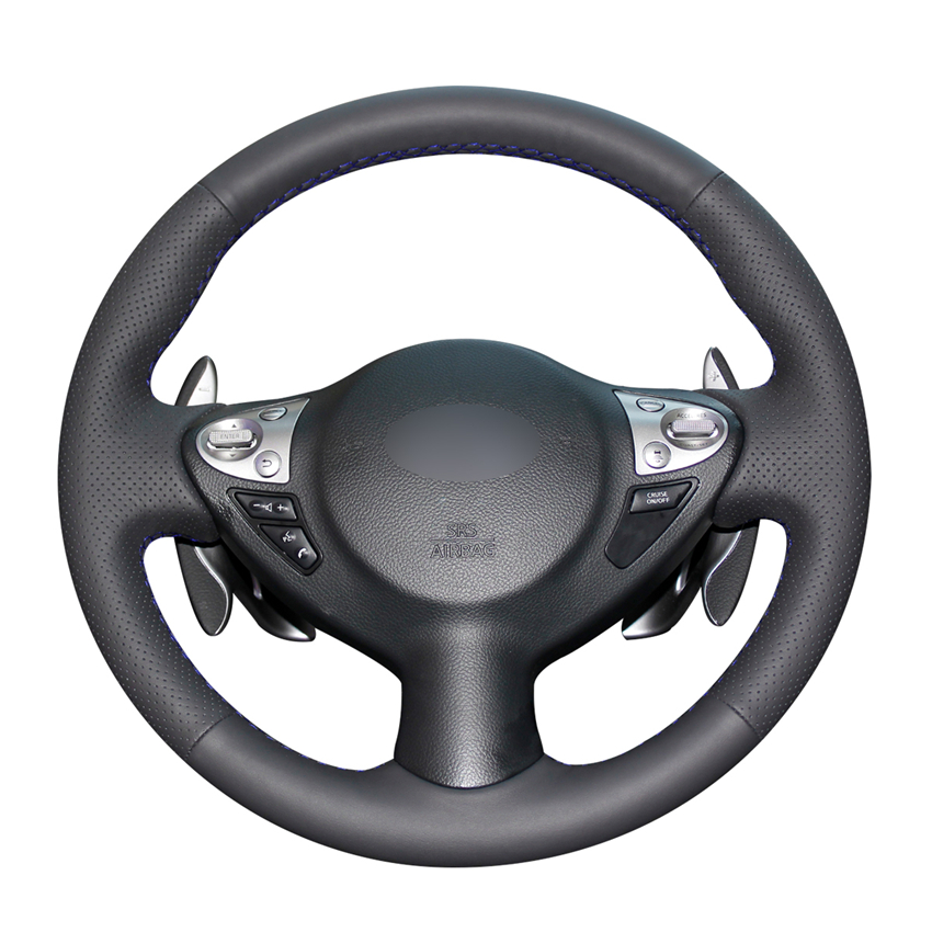 

Black PU Artificial Leather Car Steering Wheel Covers for Infiniti FX FX35 FX37 FX50 QX70 2014-2018 Nissan Juke Maxima Sentra SV