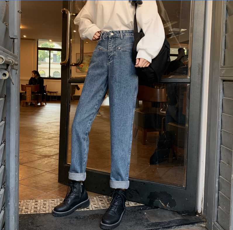 

Harajuku Spring Vintage Harem jeans woman High Waist for women plus size loose casual jeans ladies denim jean femme, Blue