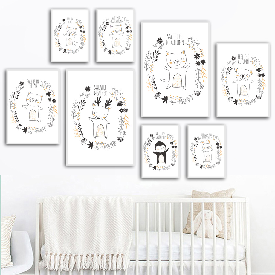 

Elk Cat Pig Koala Bear Baby Wall Art Print Canvas Painting Nordic Posters And Prints Animals Wall Pictures Kids Room