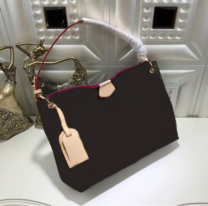 

2021 high quality genuine leather will oxidation women's tote 35cm GRACEFUL crossbody bags Shoulder Bags Shopping Handbag Shopper M43701, Brown plaid internal red