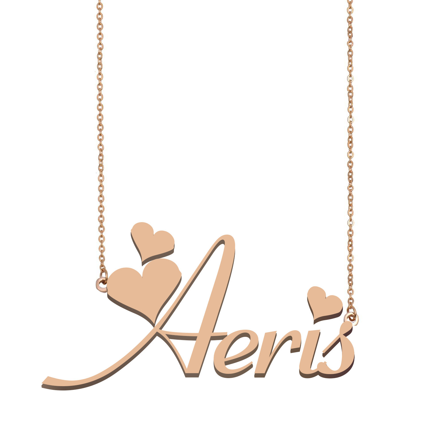 Aeris Name Necklace Pendant for Women Girls Birthday Gift Custom Nameplate Children Best Friends Jewelry 18k Gold Plated Stainless Steel-image-523837926