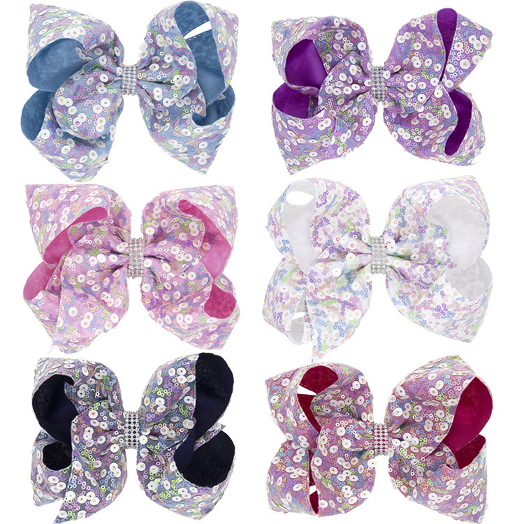 

10 pcs/lot ,New 16*11cm Big Sequins Ribbon Girl's Hair Bow Handmade DIY Hair Accessories For Kids Headwear Barrette Clip, White