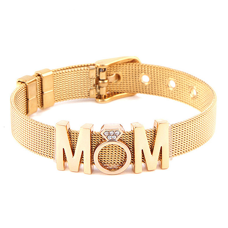 

Stainless Steel Wrist Watch Chained Mode Bracelet Diamond An Crown Letter Bracelet Mother's Day Gift