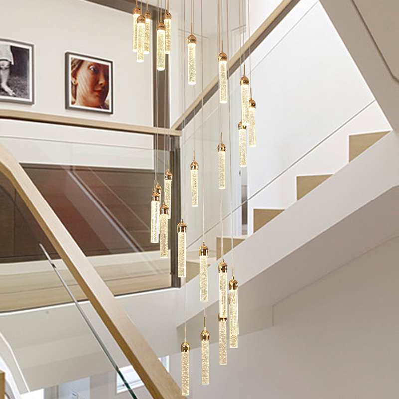 Hanging Lamp Stair Long led Pendant Lights Luxury Net Red Modern Crystal Light Nordic Duplex Building Hotel Mall Longest Lamps-image-505467719