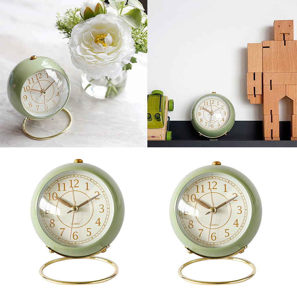 

2pcs kids bedside silent analog alarm clock with night light battery powered