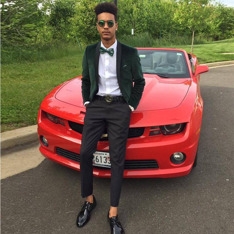 

Green Slim Fit Mens Prom Suits Shawl Lapel Wedding Suits For Men Tuxedos Two Pieces Blazers Jacket And Pants Bow Tie, Black