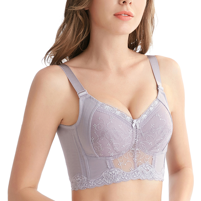

Women's Non-padded Full Coverage No Wire Minimizer Embroidered Bra 34 36 38 40 42 44 46 B C D E F G, Beige