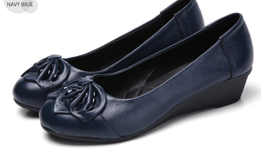 

2019 Women's shoes in Spring and Autumn with New style Slope heel round head bowknot mother shoes #123, Black