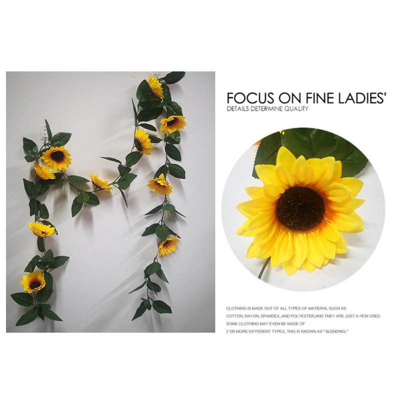 

Artificial Sunflowers Vine 10 Big Sun Flowers Home Pipe Winding Strips Decoration Rattan Flowers, As pic