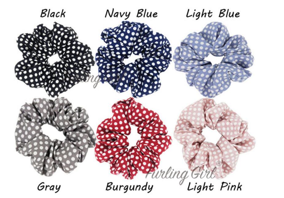 

Furling Girl 1PC Polka Dots Design Chiffon Fabric Hair Scrunchy Ponytail Holder Hair ties Gum Bands