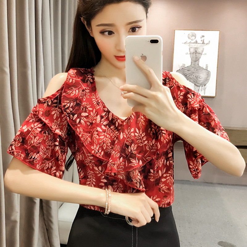 

Women Tops and Blouses Casual Chiffon Blouse Harajuku Blusa Feminina Shirts Elegant Blouse Korean Fashion Clothing Ladies Tops, Red