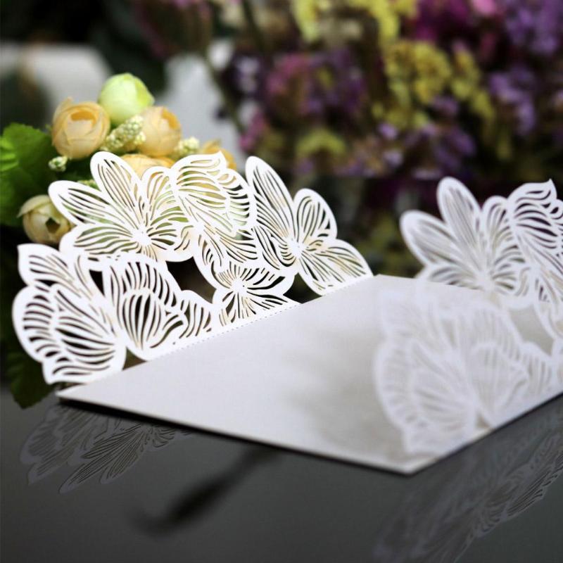 

10pcs Elegant Flower Wedding Invitations Laser Cutting Invitation Card for Wedding Hollow Birthday Party Invitation Greeting