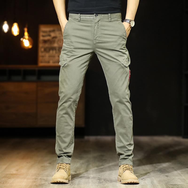 New Spring Summer Thin Pants Men Casual Mid-waist Straight Pencil Pant Multi-pockets Slim Fit Trousers Men Pantalones Hombre