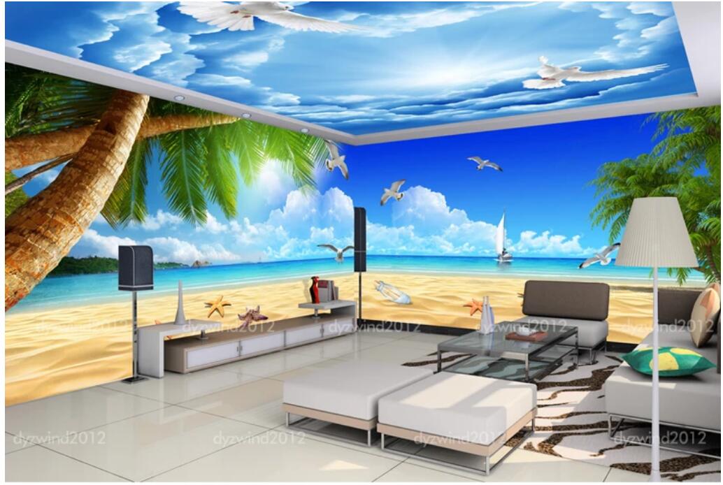 

custom photo 3d wallpaper Beautiful seaside coconut tree beach Whole house background wall home decor 3d wall murals wallpaper for walls 3 d, Non-woven wallpaper