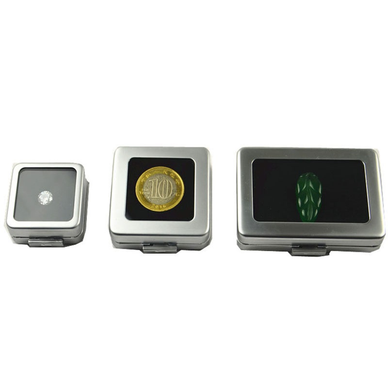 

Small Loose Diamond or Gem Stone Display Metal Box Case Storage Container Jewelry Stones Holder Gemstone Organizer ZC0238, Black