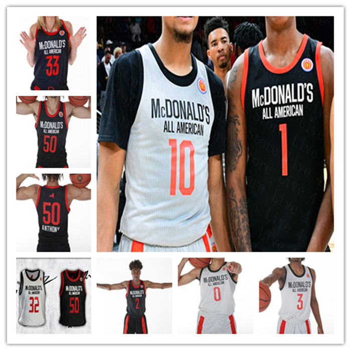 

Custom 2019 McDonald's All-American Basketball Jersey Precious Achiuwa Isaiah Stewart II Cole Anthony Wendell Moore James Wiseman Lewis 4XL, Black