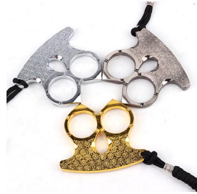Solid Alloy Double Fingers Knuckle Duster Outdoor Emergency Survival Broken Window Self Defense Protective tool Camping Equipment Key Chain-image-534859934