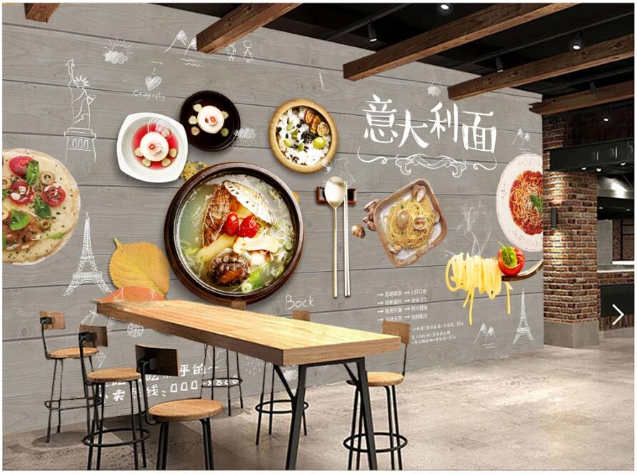 

custom photo 3d wallpaper Western restaurant steak pizza pasta bread gourmet tooling room home decor 3d wall murals wallpaper for walls 3 d, Non-woven
