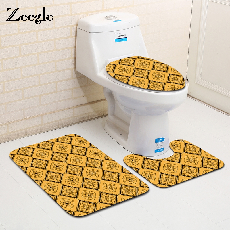 

European Style Bath Mats Set 3Pieces Absorbent Bathroom Rugs Mats For Toilet Non-slip Microfiber Floor Shower Room Carpets