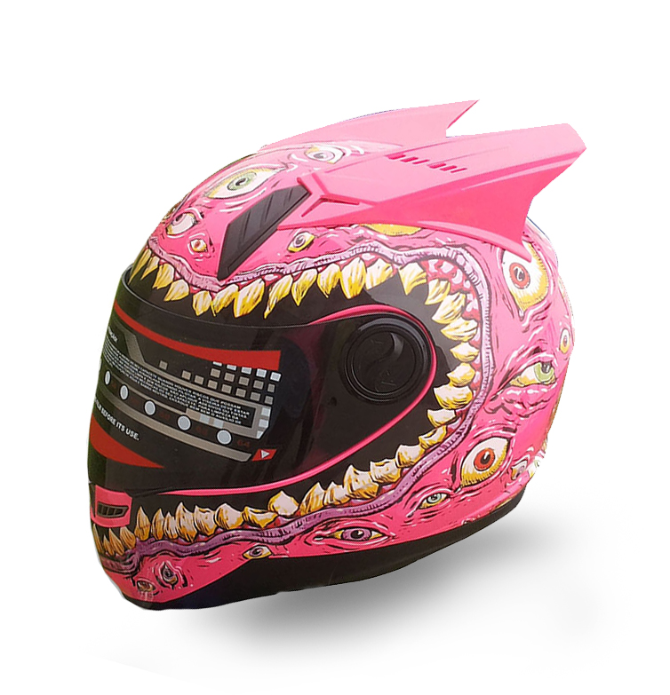 mlu-014 casque moto hommes et femmes casque intégral chevalier racing casque bleu à toutes les saisons antimiste avec des cornes de personnalité