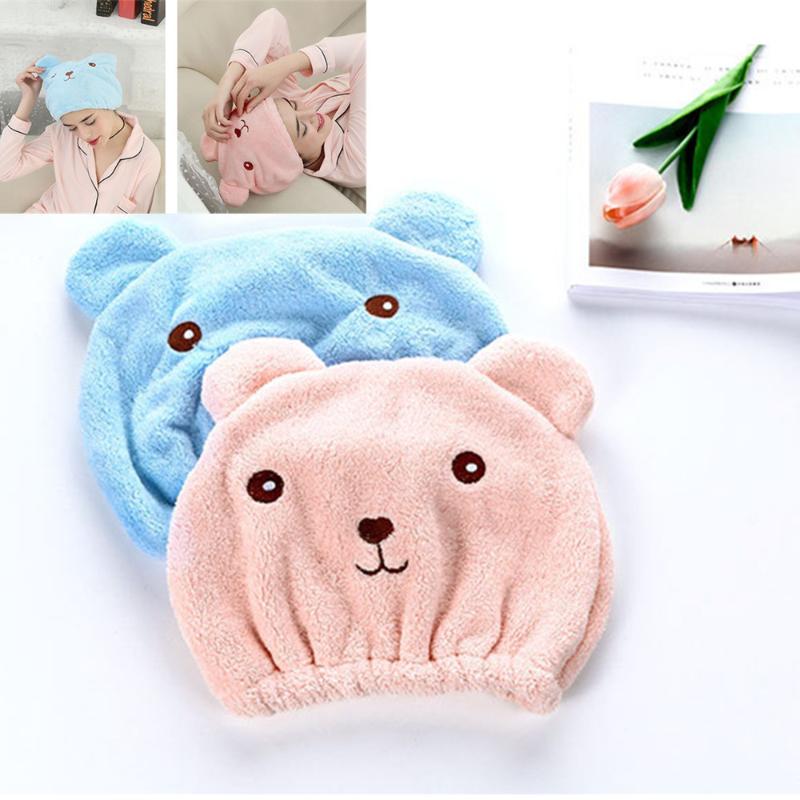 

Lovely Shower Cap Wrapped Towels Microfiber Bathroom Hats Solid Superfine Quickly Dry Hair Hat Bath Accessories