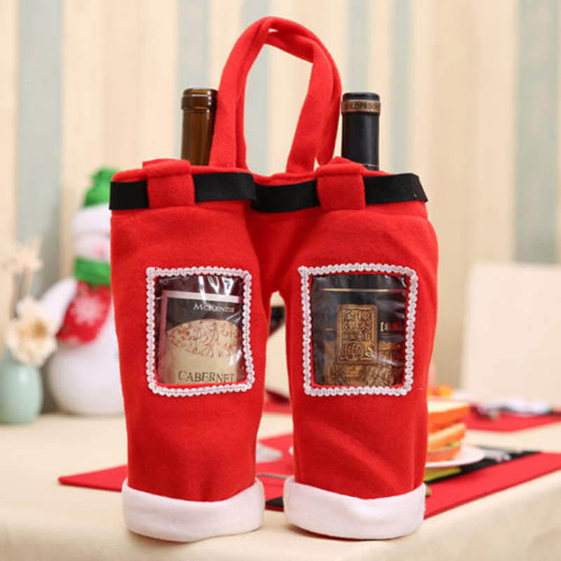 

Wedding Gift Bags With PVC Christmas Decor Stocking Sock Santa Pants Gift Stocking Christmas Candy Wine Bottle Suit