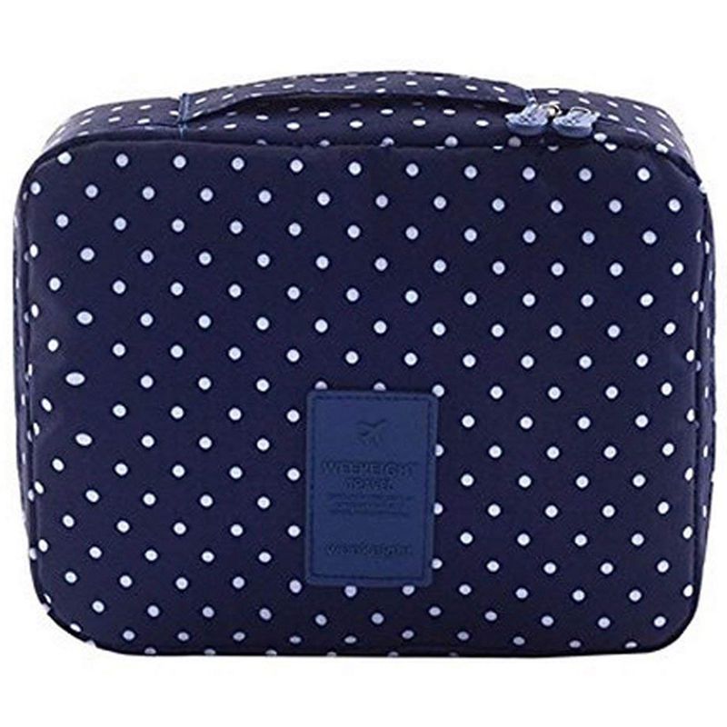 

LJL-Travel Cosmetic Bag Printed Multifunction Portable Toiletry Bag Cosmetic Makeup Pouch Case Organizer for Travel (Navy Circle, Blue
