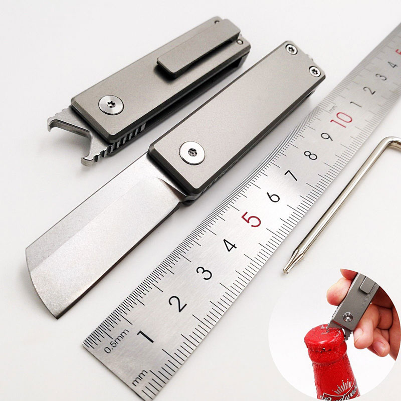 

Mini Folding Knife S35VN Blade Titanium Handle Camping Pocket Knives Bottle Opener Glass Breaker Outdoor Self-defense Survival EDC Tool