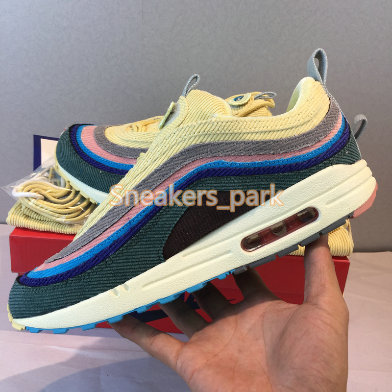 

New Sean Wotherspoon stylist Sneakers 1/97s SW Multi Yellow Blue Hybrid Running Shoes Mens Womens Sport Shoes 36-45, Multi color