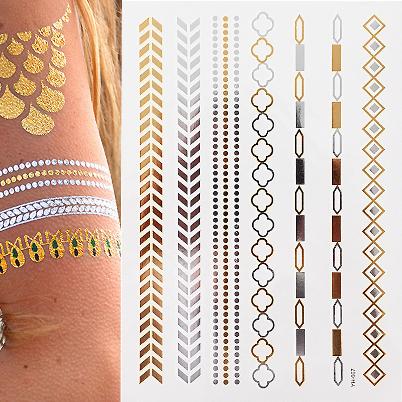 1 sticker gouden folie langdurige tijdelijke tijdelijke tatoeages meisjes