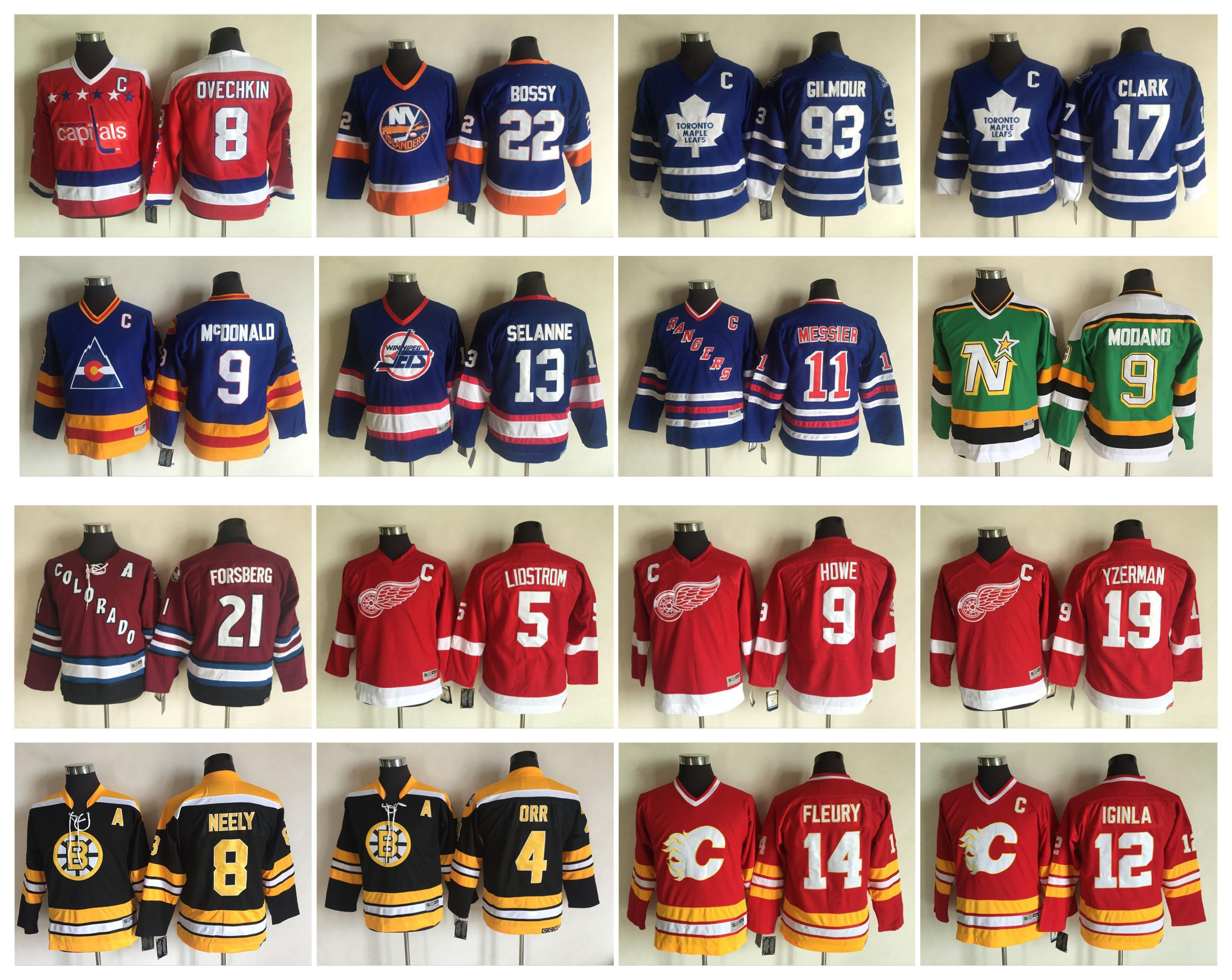 

Vintage Kids Hockey Jersey 8 Alexander Ovechkin 93 Doug Gilmour 17 Wendel Clark 21 Peter Forsberg 9 Mike Modano 9 Howe 19 Steve Yzerma Youth, As pic