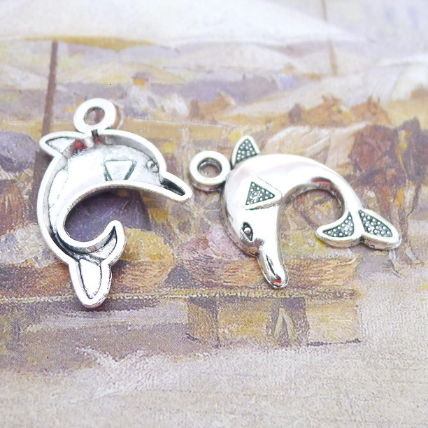 

B2641 25*32mm Dolphin Ancient Silver Combine Gold Product Parts Diy100 Individual / Package 1.9 G