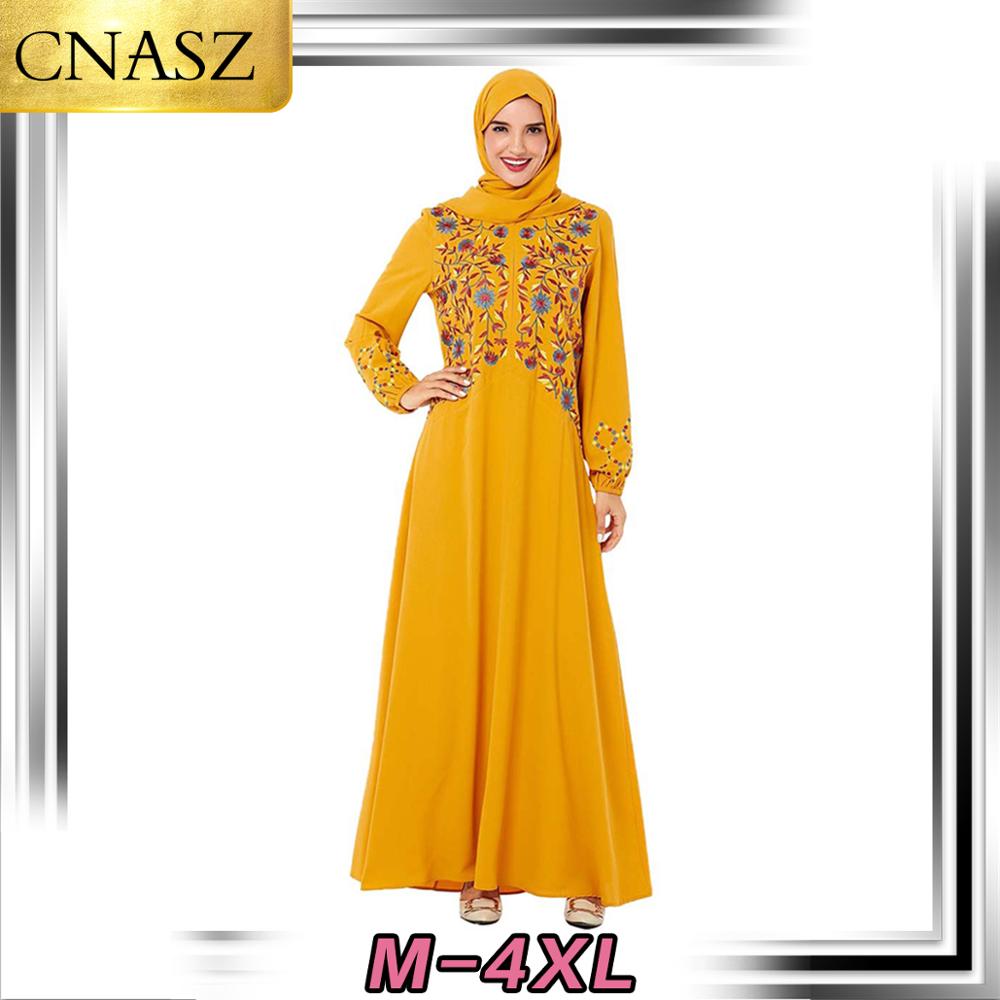 

Muslim Dress Islamic Turkey Fashion Nursing Skirt Dubai Style Middle East Plant Zipper Embroidered Casual Arab Long Swing Dress