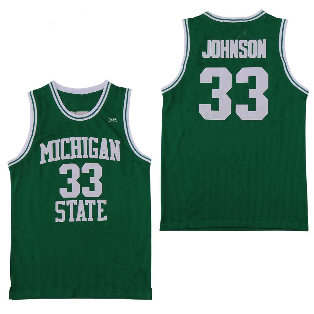 

NCAA Michigan State Spartans #33 Earvin Johnson Magic LA Green Indiana State Sycamore College Larry Bird Basketball Jersey Stitched Shirts, As show