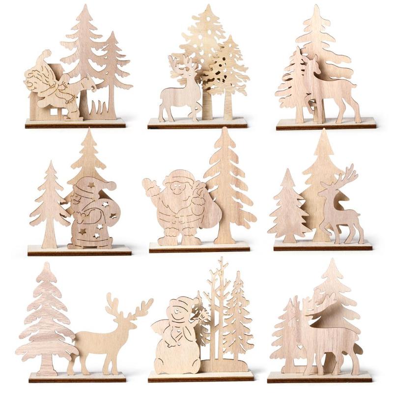 

Santa Claus Snowman Elk Wooden Christmas Ornament DIY Table Desk Decor