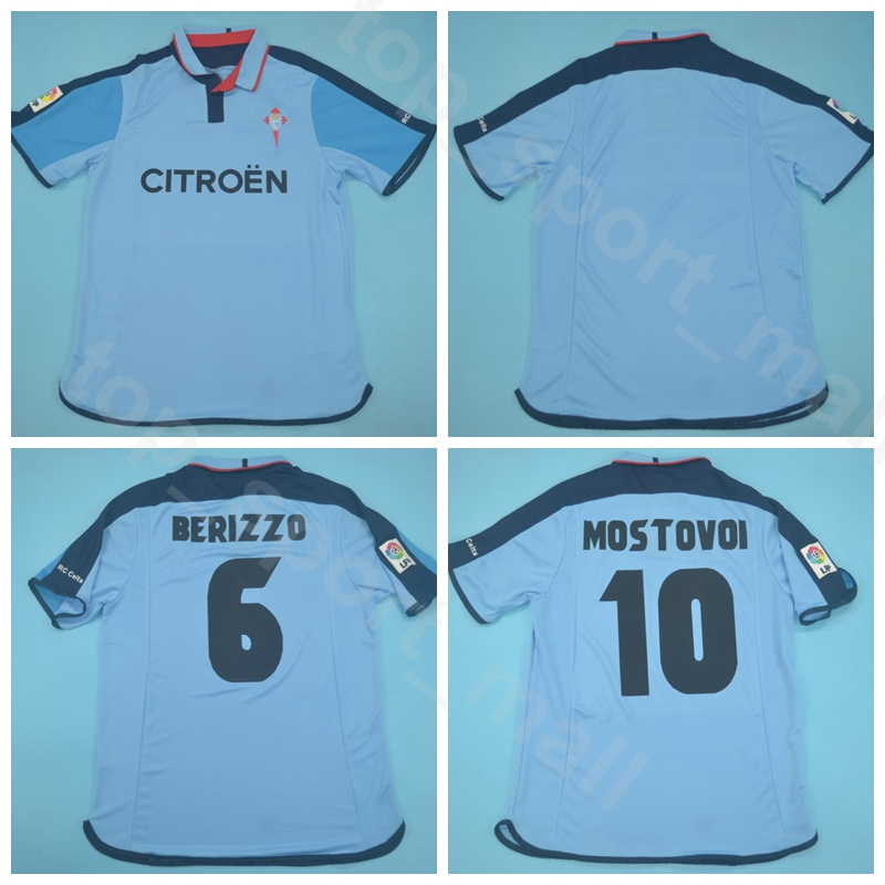 

2003 2004 RC Celta de Vigo Retro Jersey Men Soccer 10 Aleksandr Mostovoi 6 BERIZZO 7 VAGNER Team Color Blue Football Shirt Kits